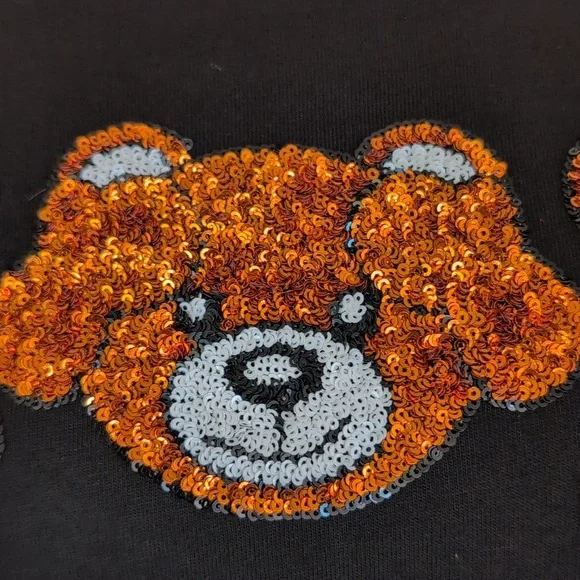 Moschino Sequin Teddy Bear Hear/Speak/See No Evil Short Sleeve T-Shirt - Picture 7 of 8